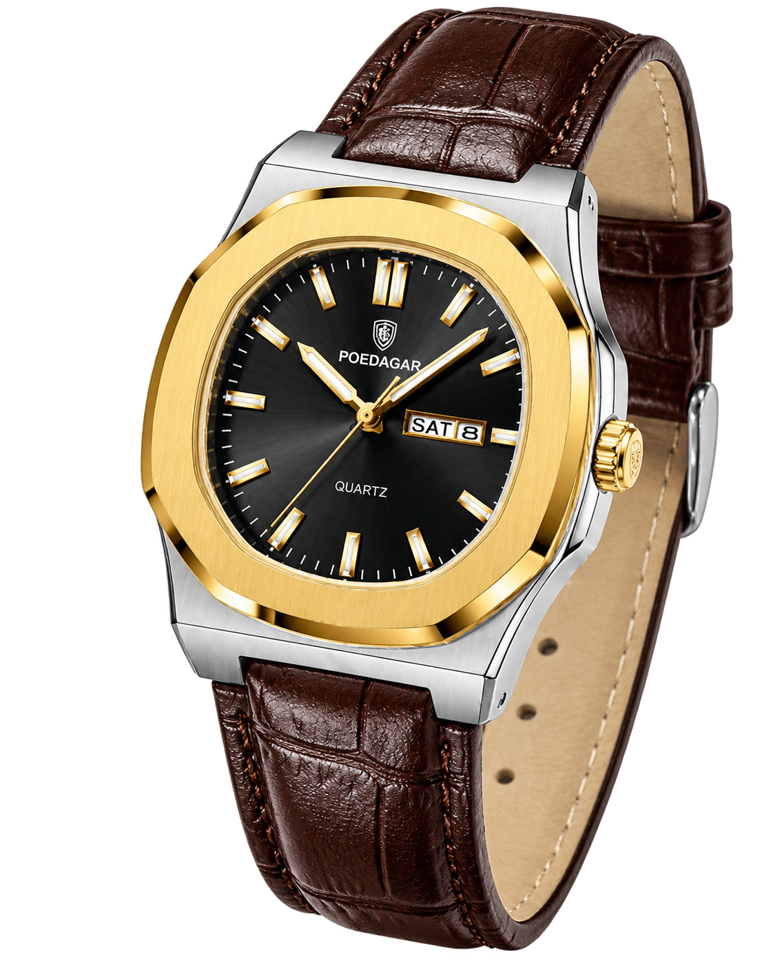 POEDAGAR 853 — Cuero — Dorado / Negro — vista hero