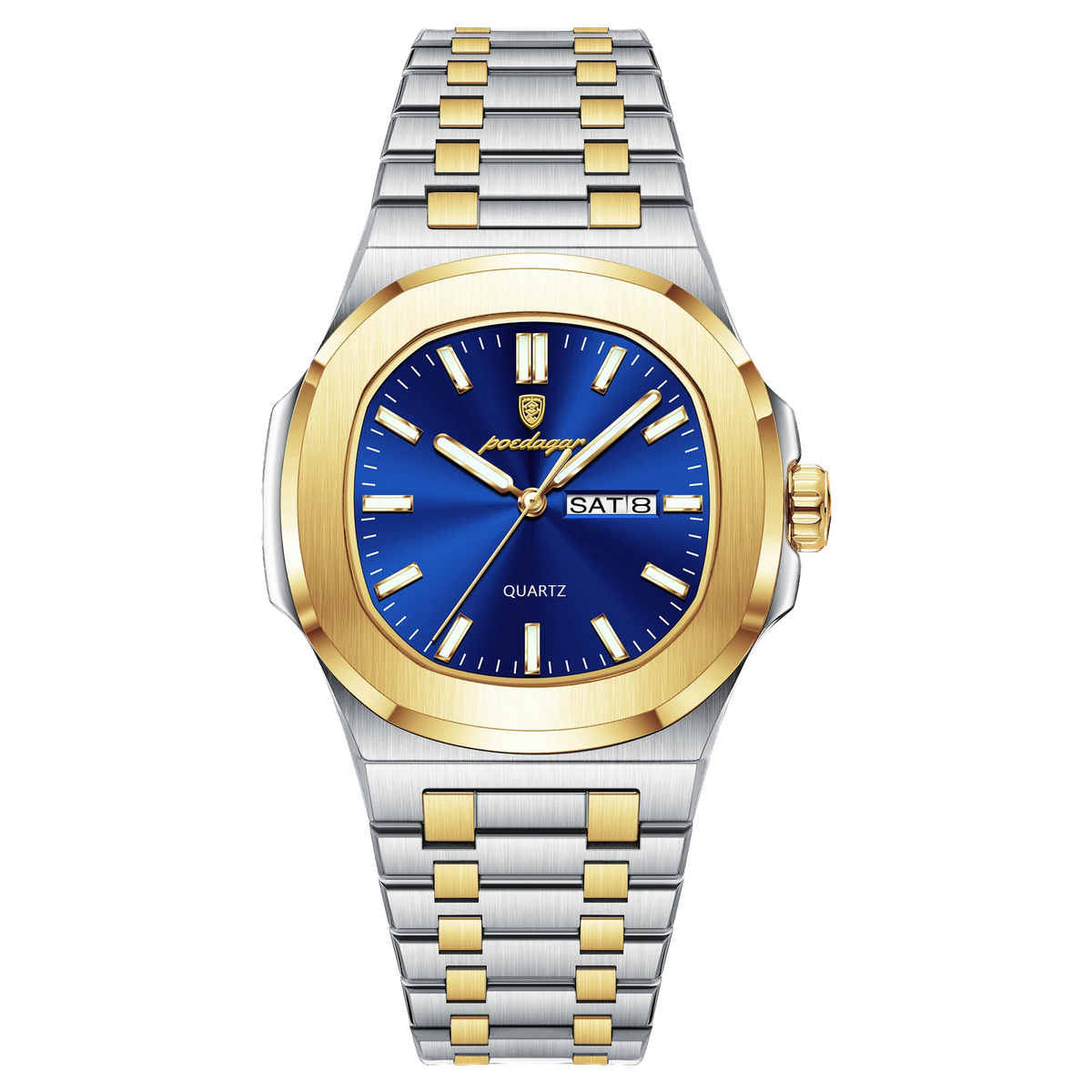 POEDAGAR 853 Acero — Dorado / Azul — miniatura frontal