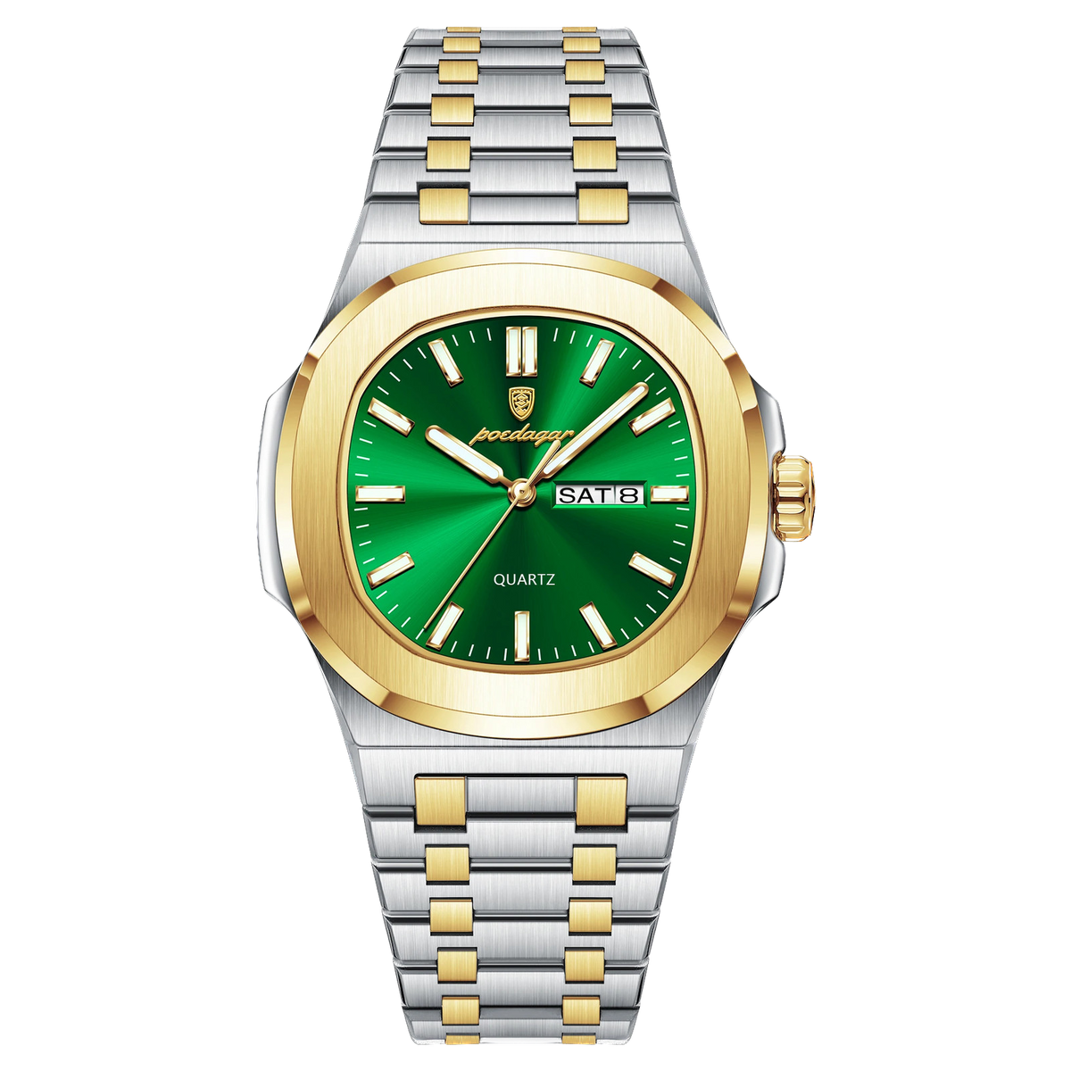 POEDAGAR 853 Acero — Dorado / Verde — miniatura frontal