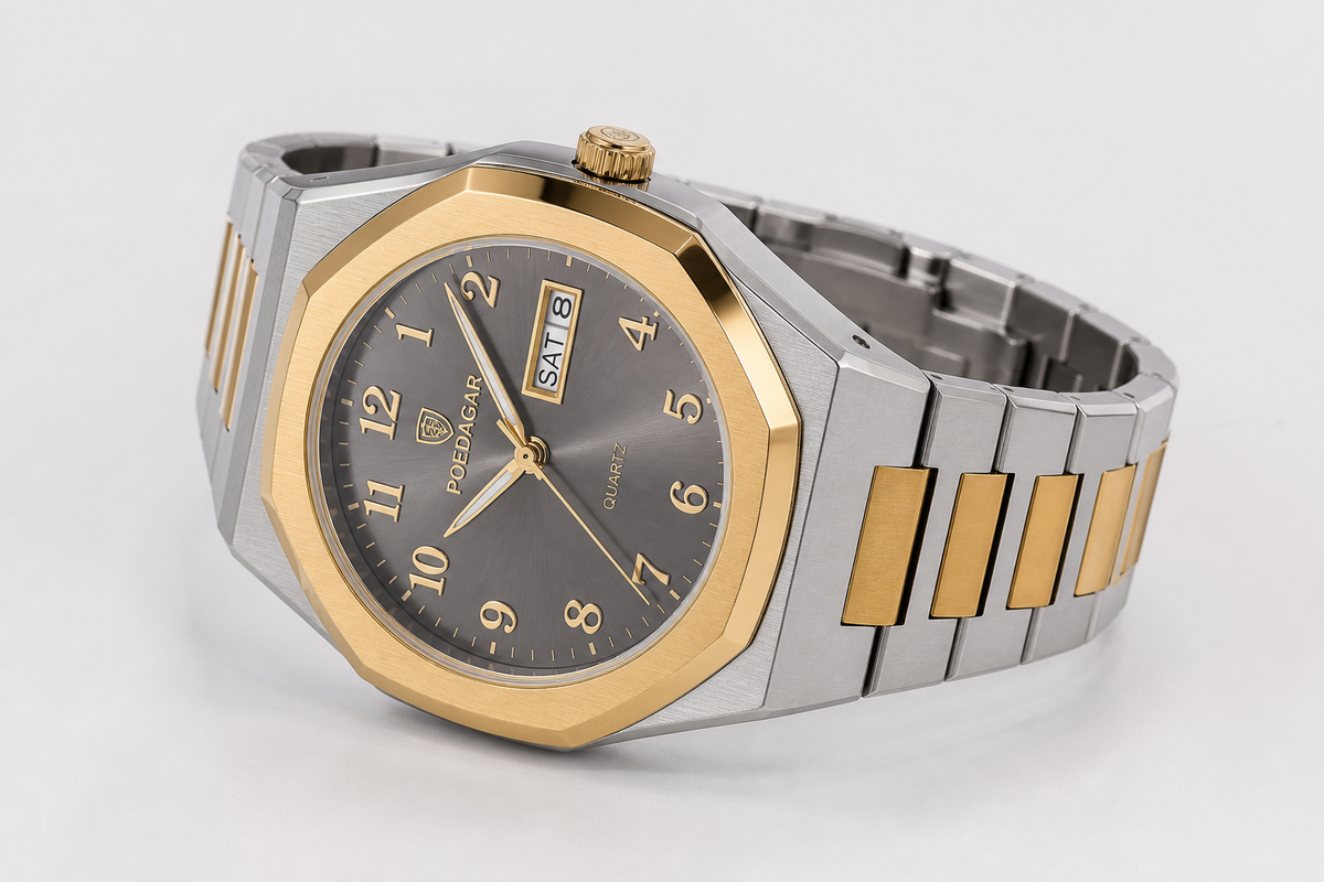 POEDAGAR 830 — Acero Integrado — Dorado / Gris