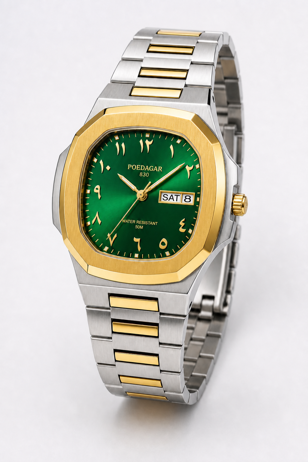 POEDAGAR 830 — Acero Integrado — Dorado / Verde — vista hero