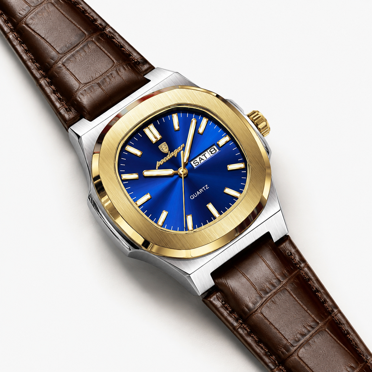 POEDAGAR 853 — Cuero — Dorado / Azul