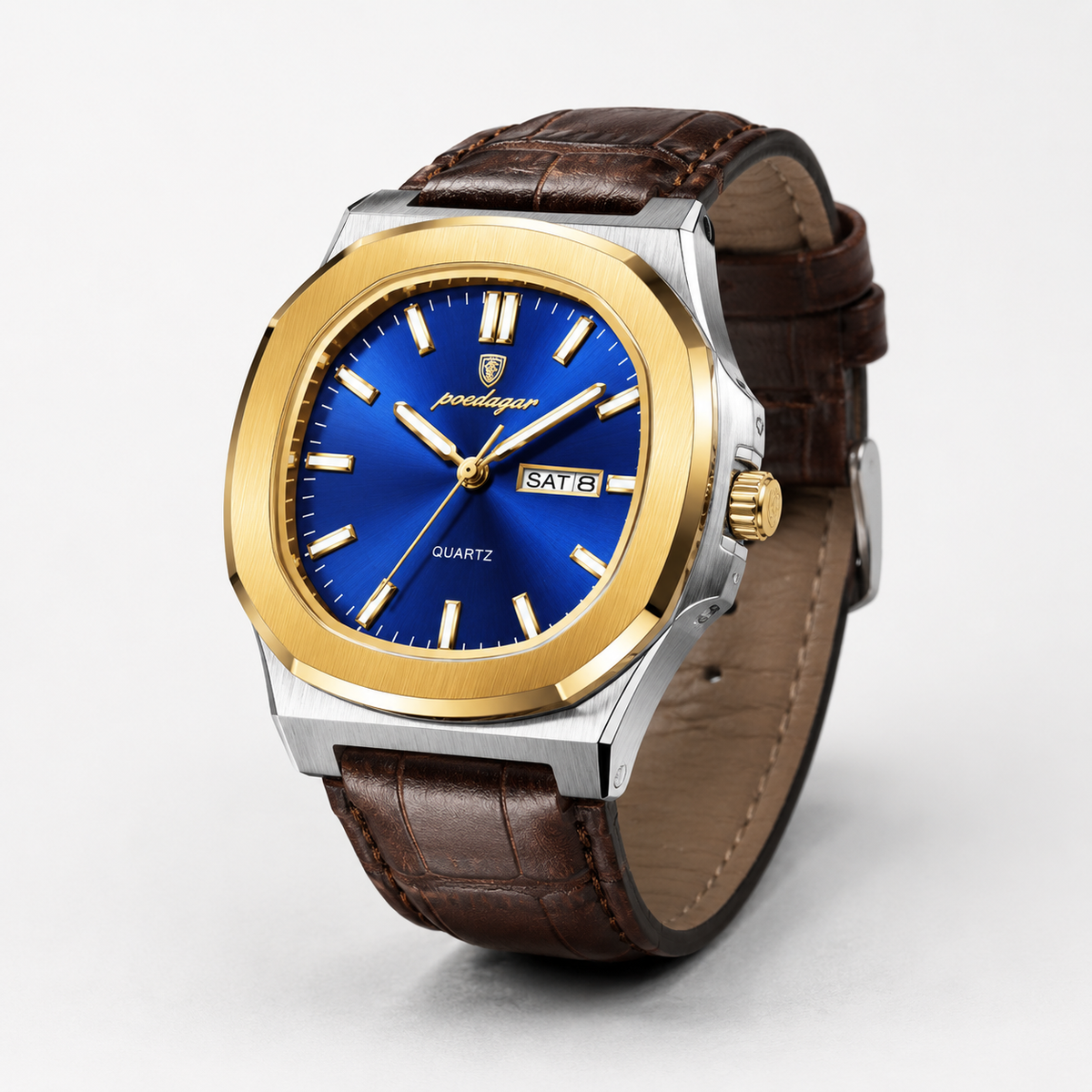 POEDAGAR 853 — Cuero — Dorado / Azul