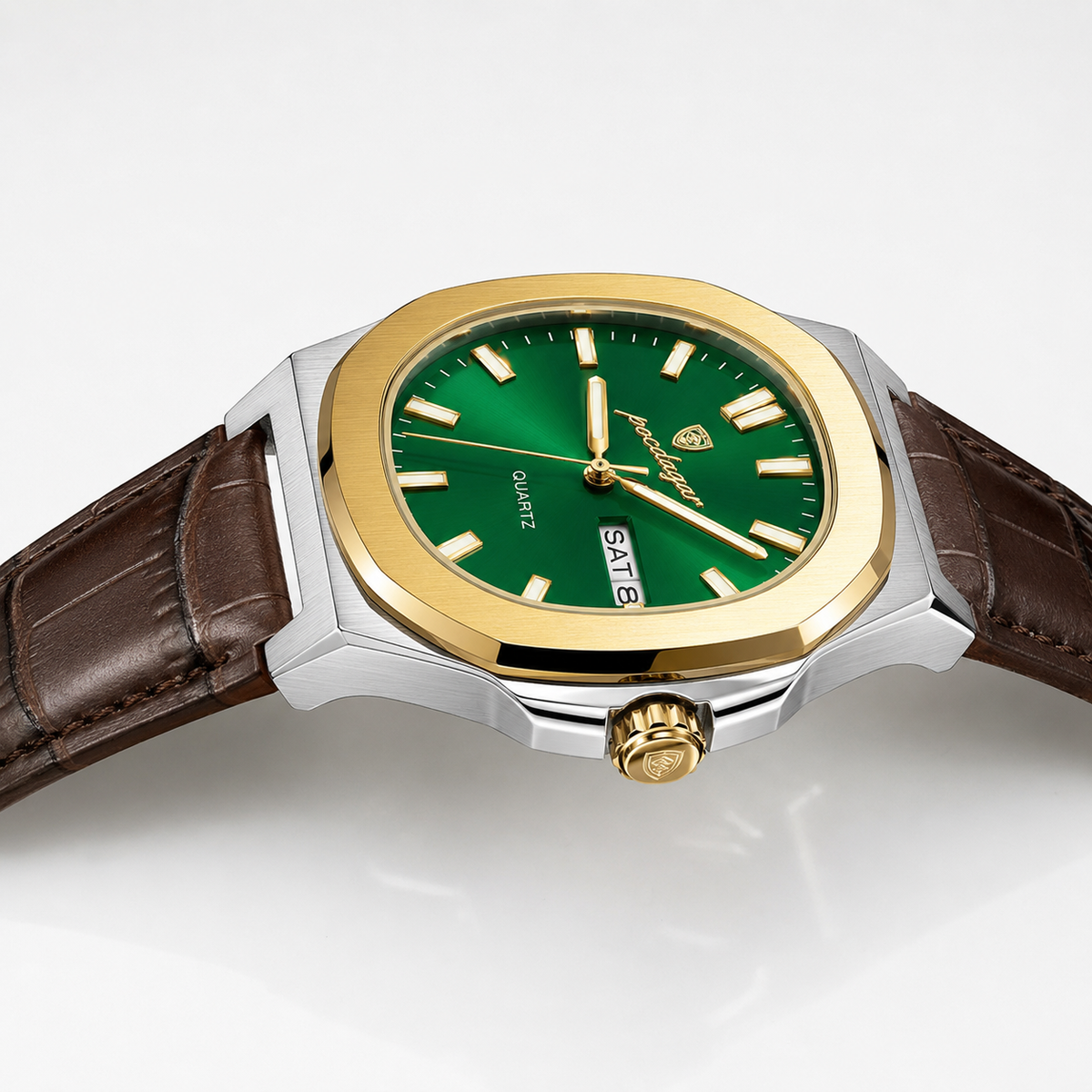 POEDAGAR 853 — Cuero — Dorado / Verde