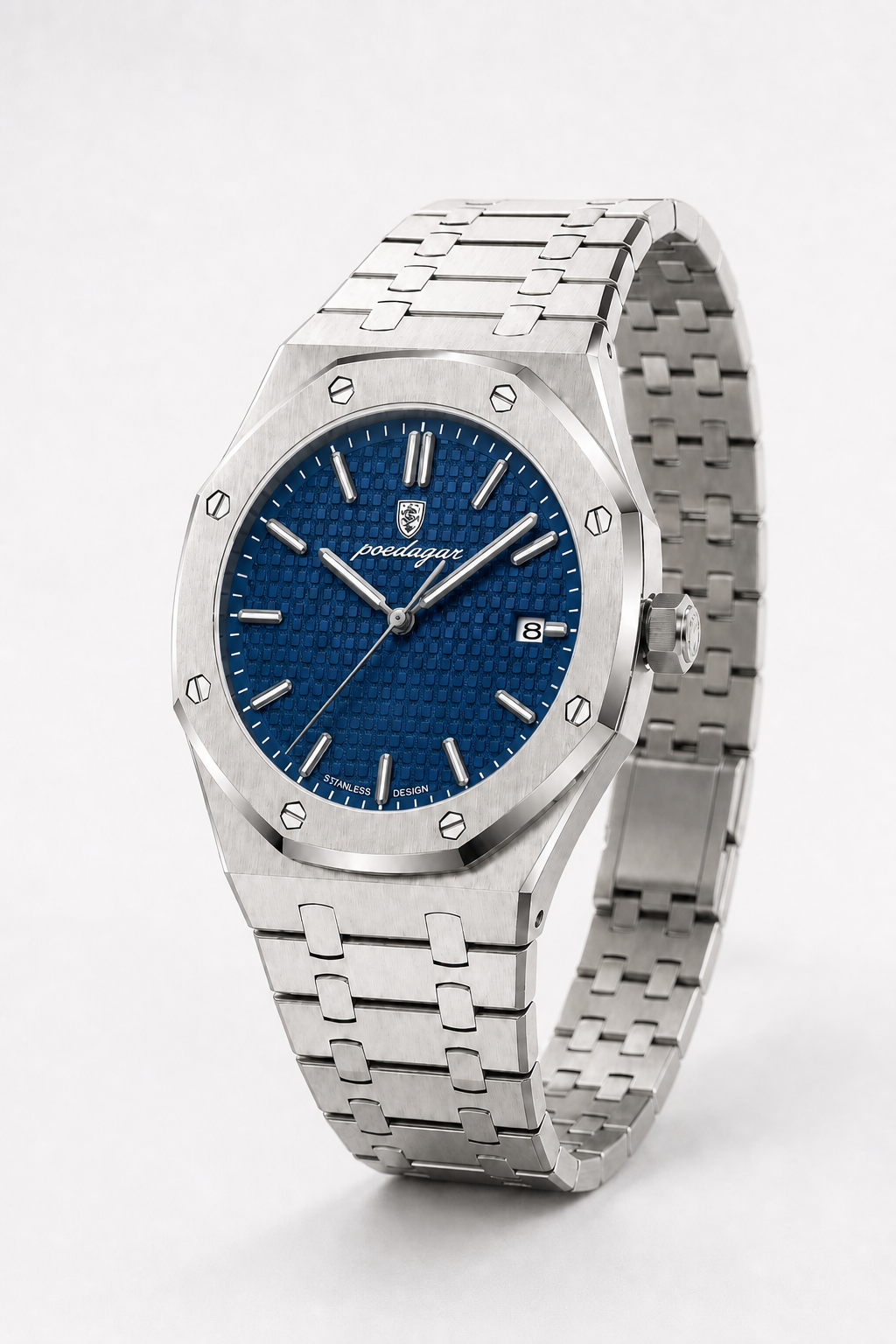 POEDAGAR 924 — Octagonal — Acero / Azul — vista hero