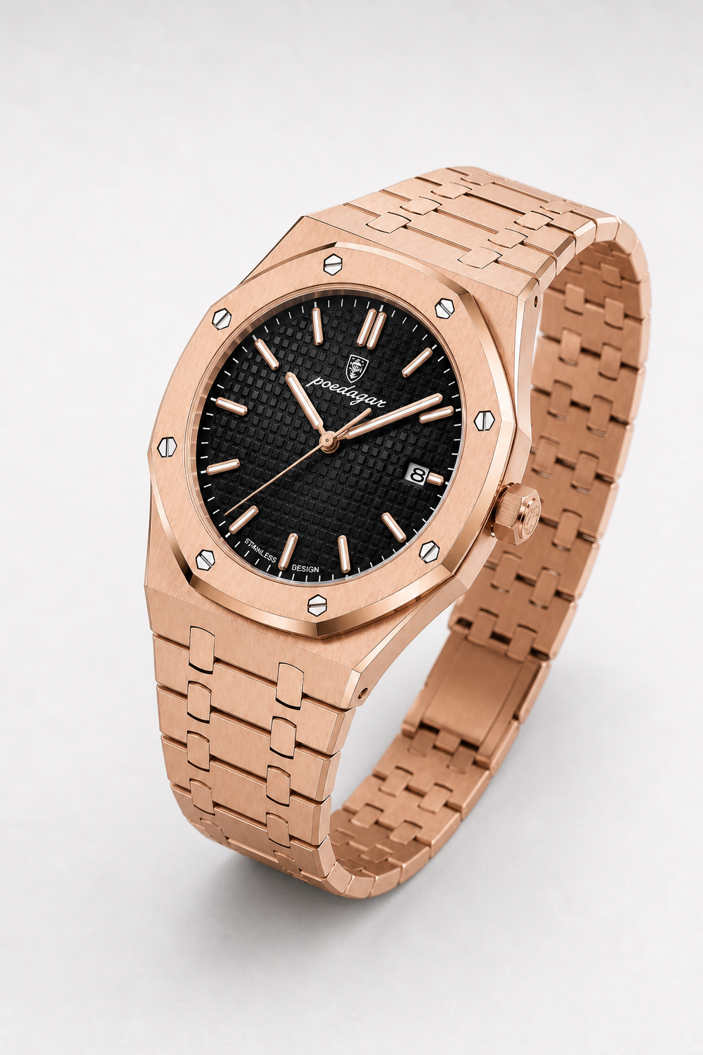POEDAGAR 924 — Octagonal — Oro rosa / Negro
