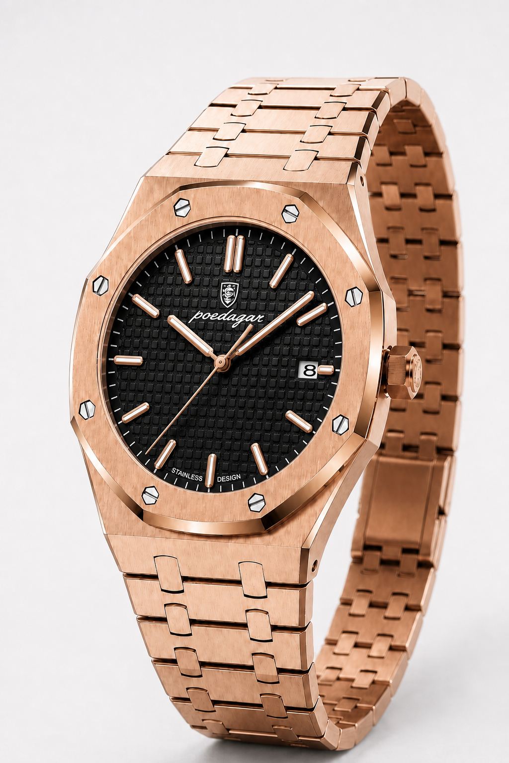 POEDAGAR 924 — Octagonal — Oro rosa / Negro
