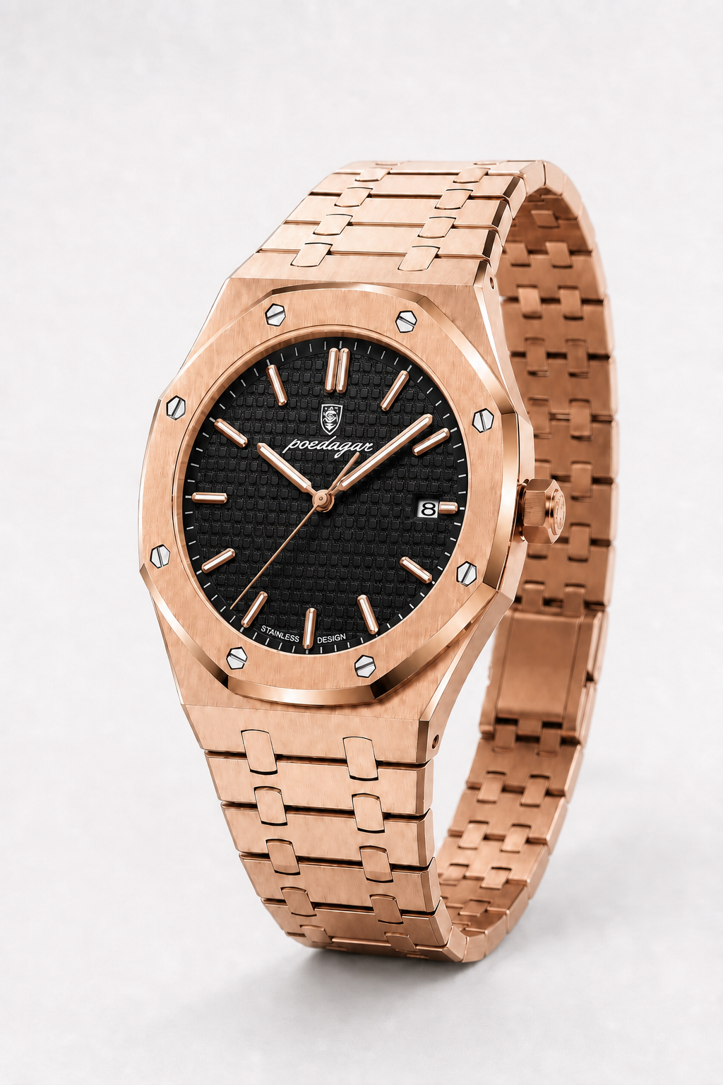 POEDAGAR 924 — Octagonal — Oro rosa / Negro — vista hero