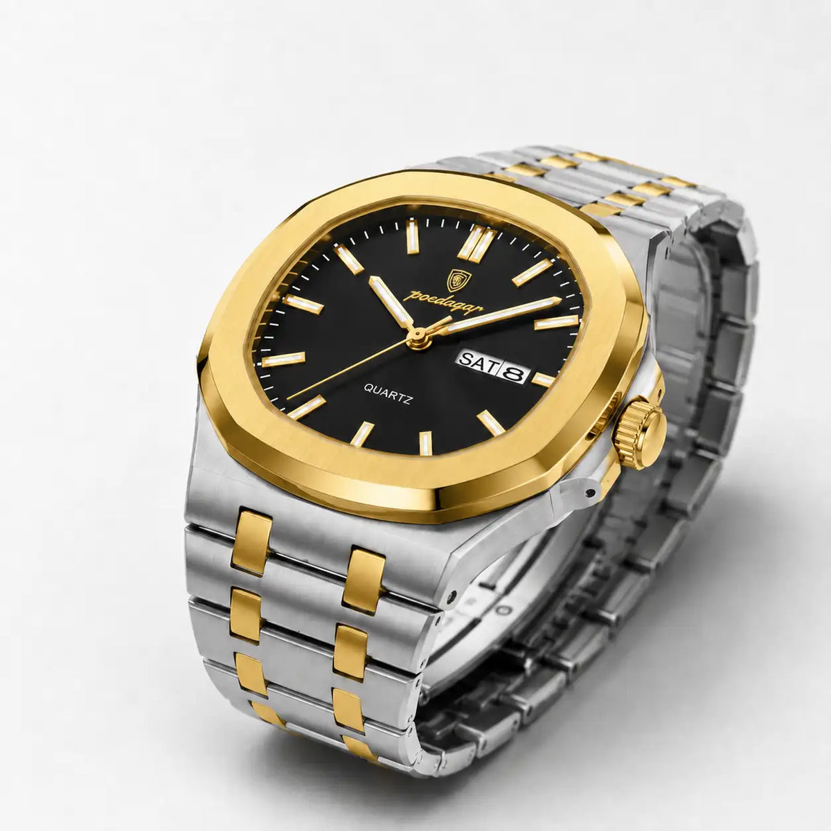 POEDAGAR 853 — Acero — Dorado / Negro — vista hero