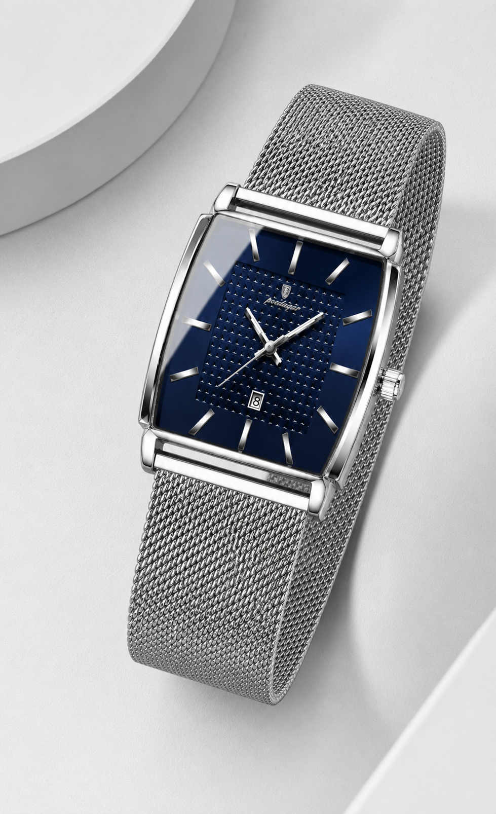 POEDAGAR 885 — Rectangular — Acero / Azul