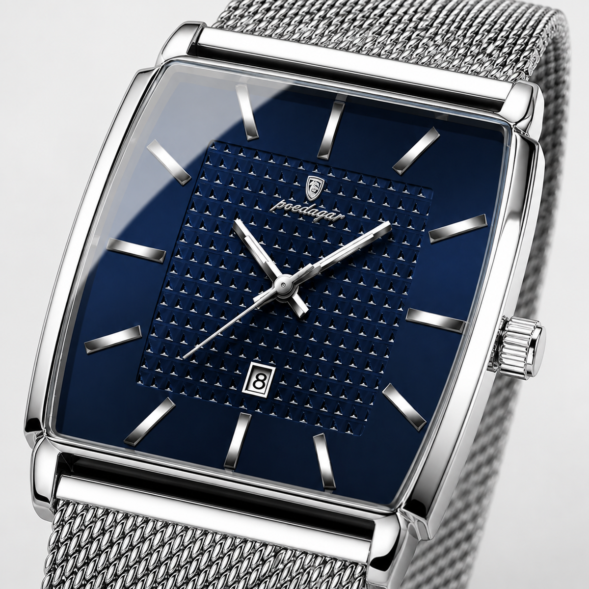 POEDAGAR 885 — Rectangular — Acero / Azul