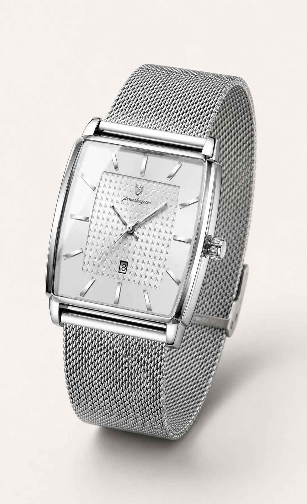 POEDAGAR 885 — Rectangular — Acero / Blanco — vista hero