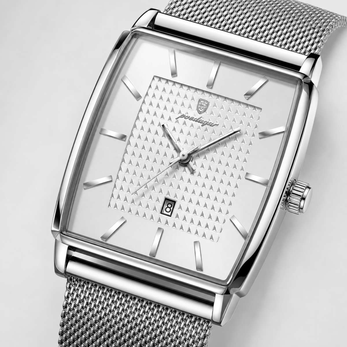 POEDAGAR 885 — Rectangular — Acero / Blanco