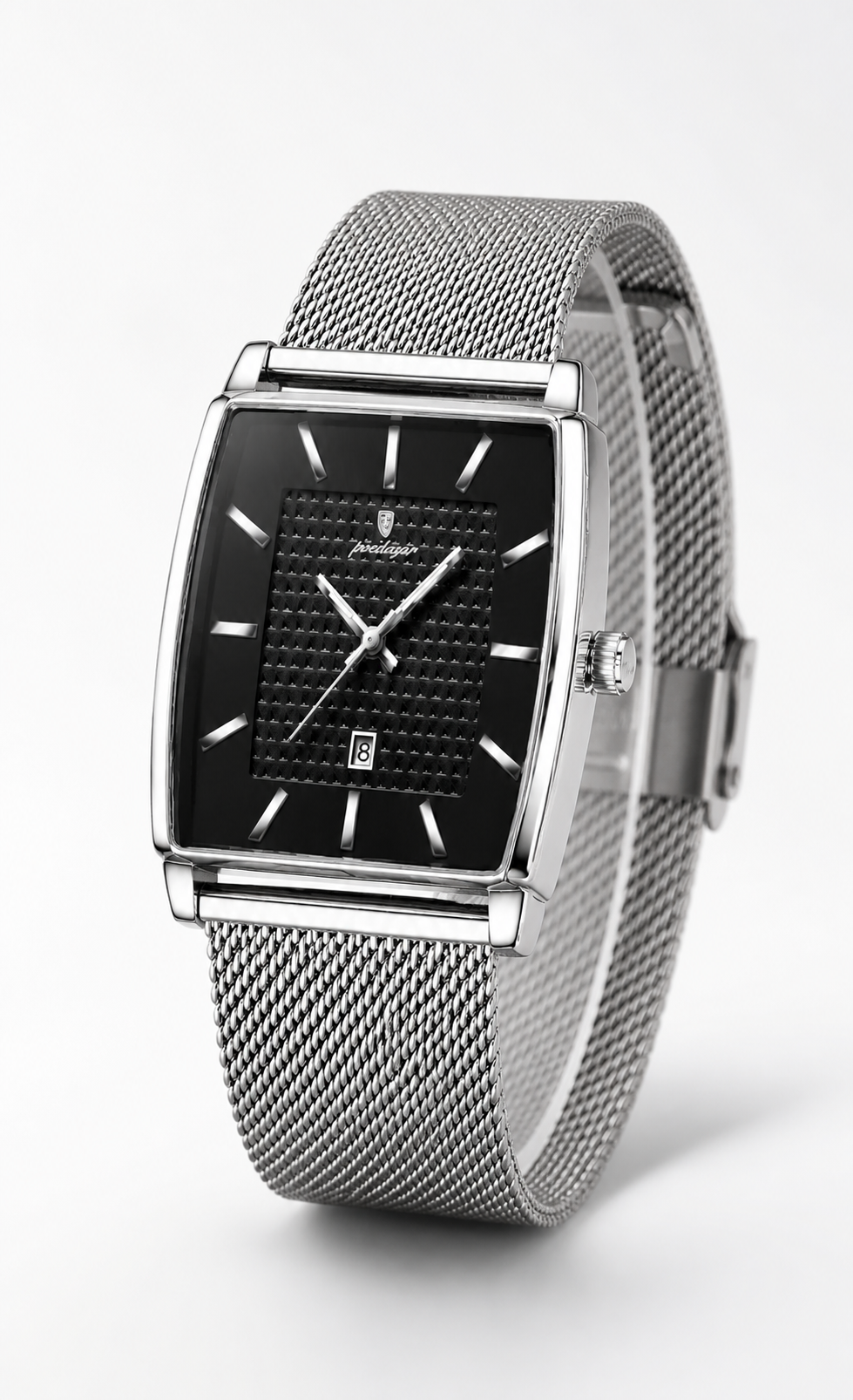 POEDAGAR 885 — Rectangular — Acero / Negro — vista hero