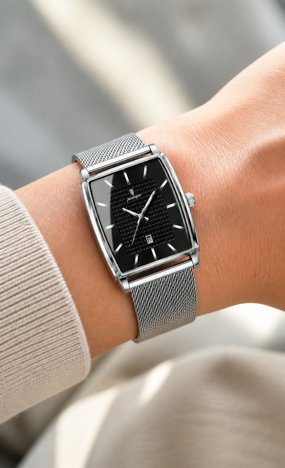 POEDAGAR 885 — Rectangular — Acero / Negro