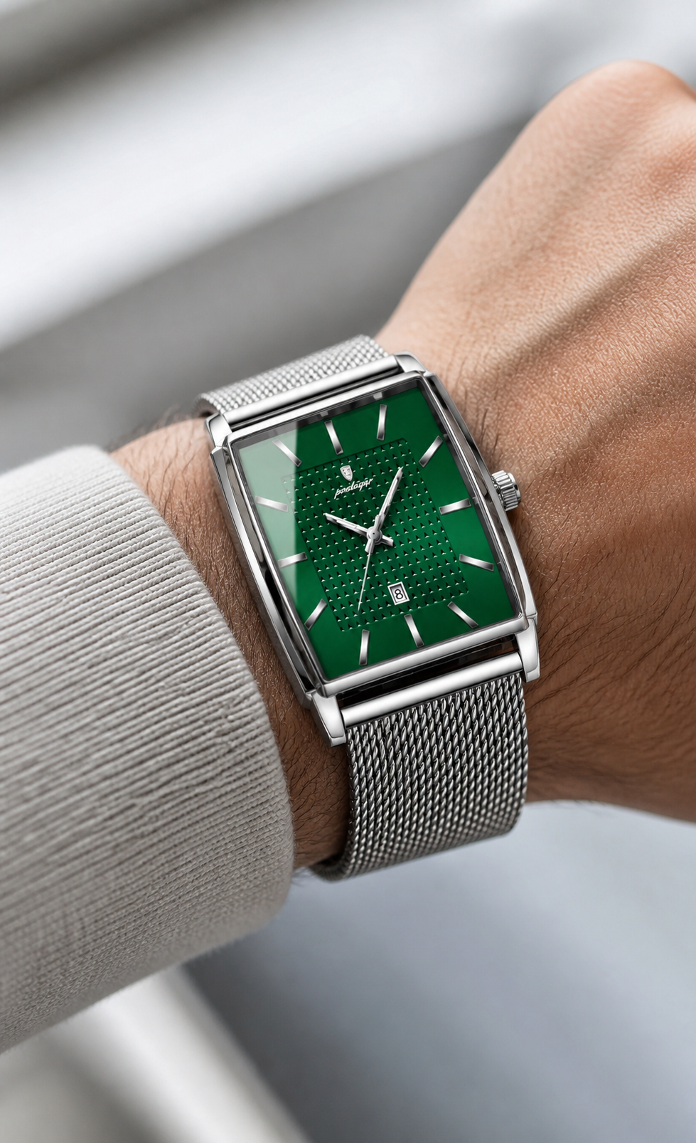 POEDAGAR 885 — Rectangular — Acero / Verde
