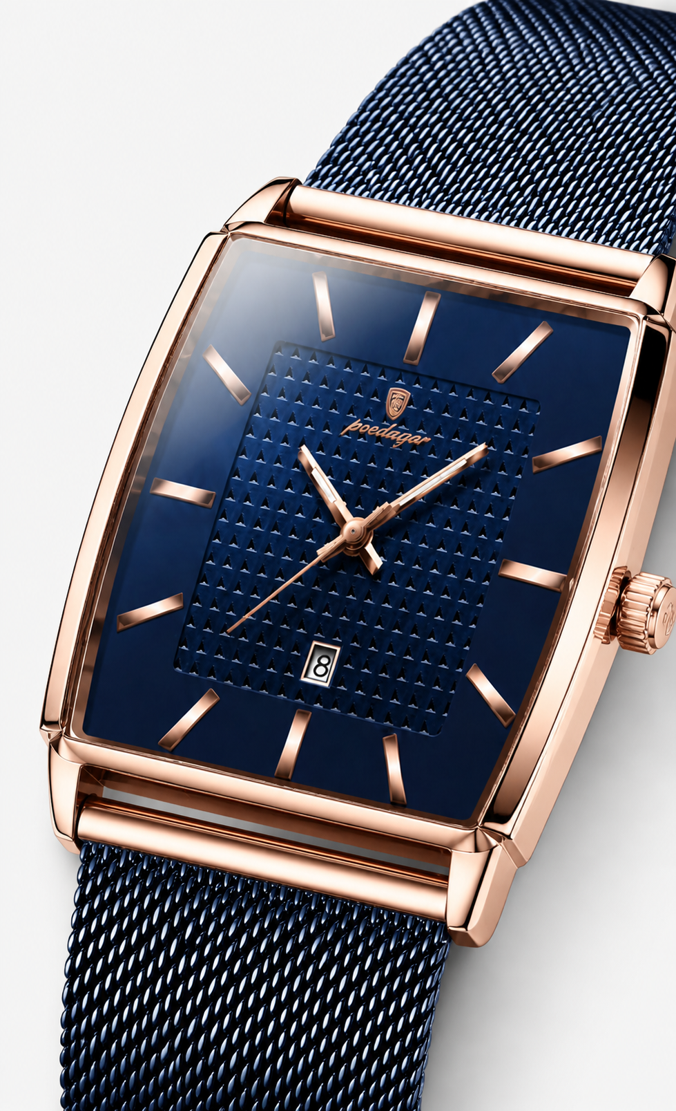 POEDAGAR 885 — Rectangular — Oro rosa / Azul