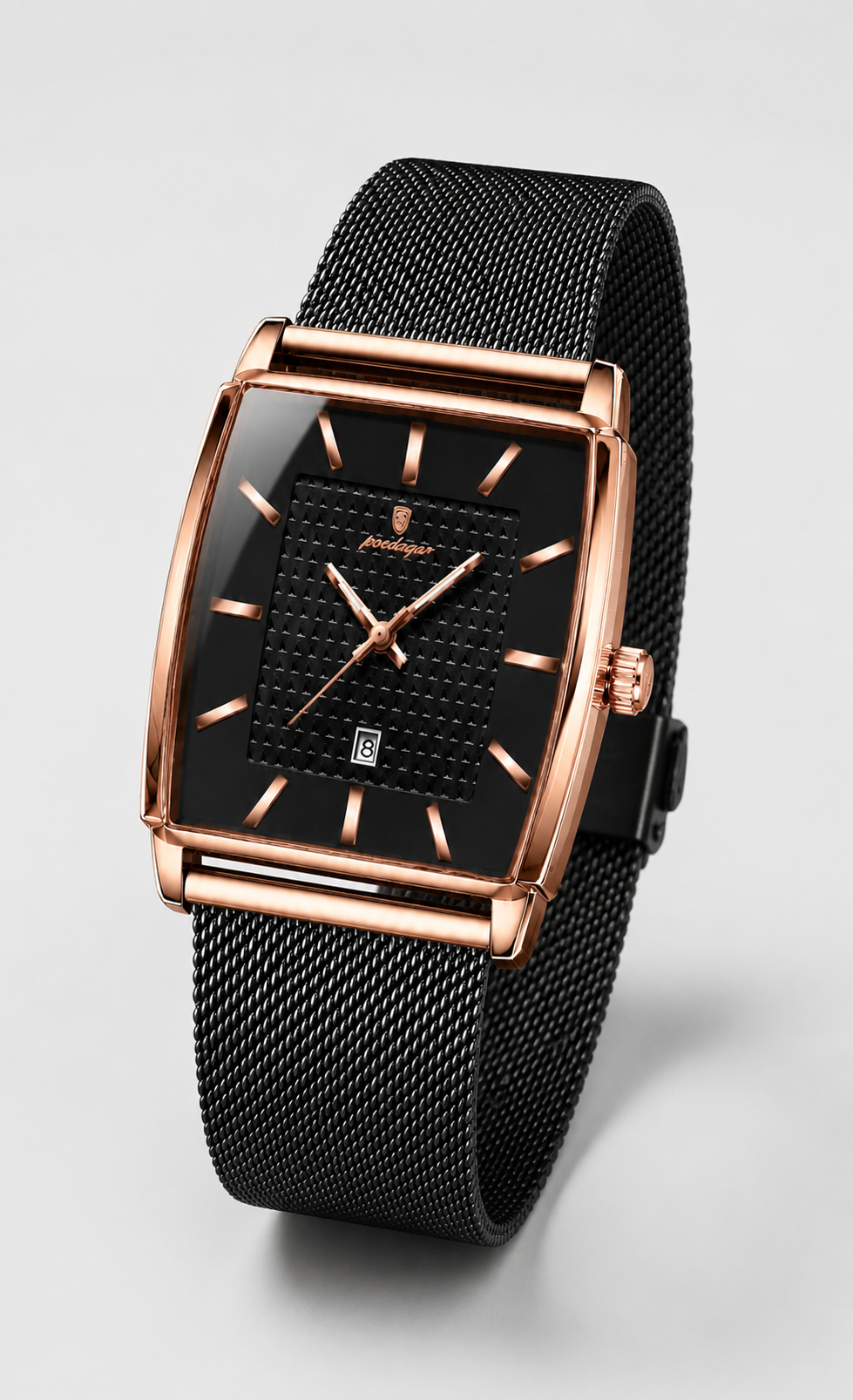 POEDAGAR 885 — Rectangular — Oro rosa / Negro — vista hero