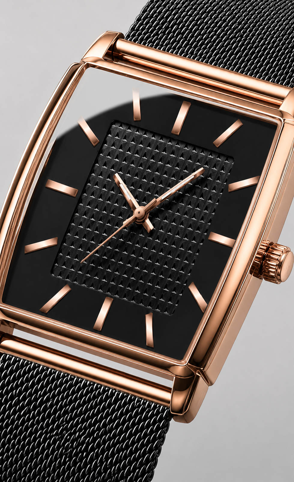 POEDAGAR 885 — Rectangular — Oro rosa / Negro